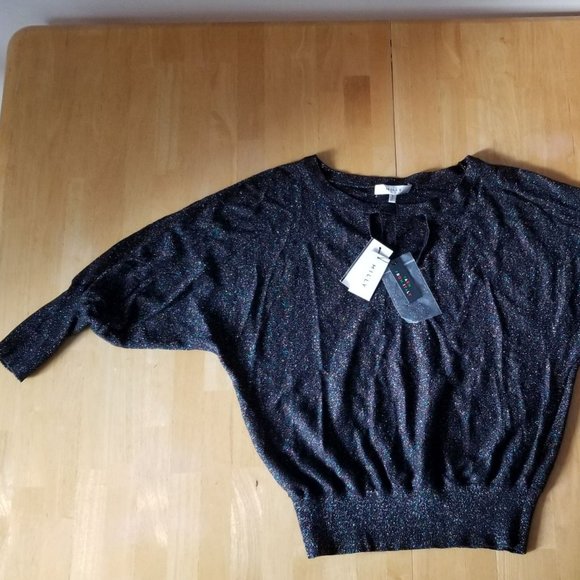 MILLY Italian Shimmer Metallic Cutout Sweater - Picture 3 of 16